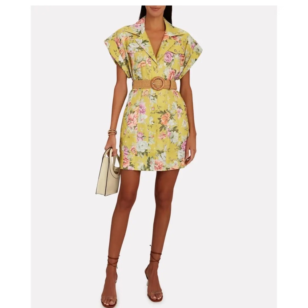 Zimmermann Floral Mini Dress in Yellow and Pink